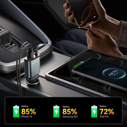 Auto punjač sa USB-C kablom Joyroom JR-CCL07, 30W, 3A, 1 x USB-A - 1 x USB-C, Sivi