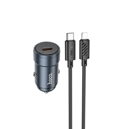 Auto punjač sa Lightning kablom HOCO Z57, 30W, 3A, 1 x USB-C, Sivi