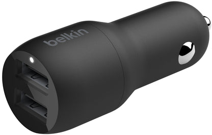 Auto punjač sa USB-C kablom Belkin BoostCharge Dual, 24W, 2.4A, 2 x USB-A, Crni CCE001bt1MBK