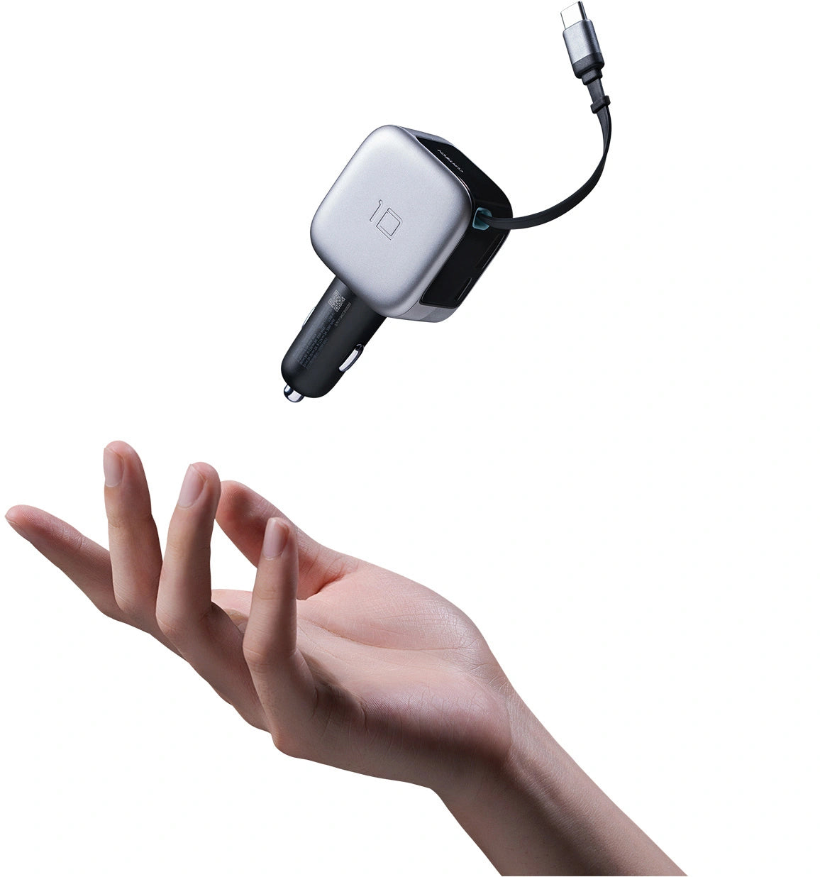 Auto punjač sa USB-C kablom Cuktech CC903P Display, 100W, 5A, 1 x USB-A - 1 x USB-C, Siva