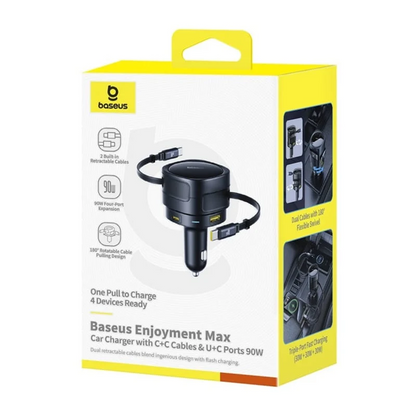 Auto punjač sa USB-C kablom Baseus Enjoyment Max, 90 W, 1 x USB-A - 1 x USB-C, crni C00035507121-03