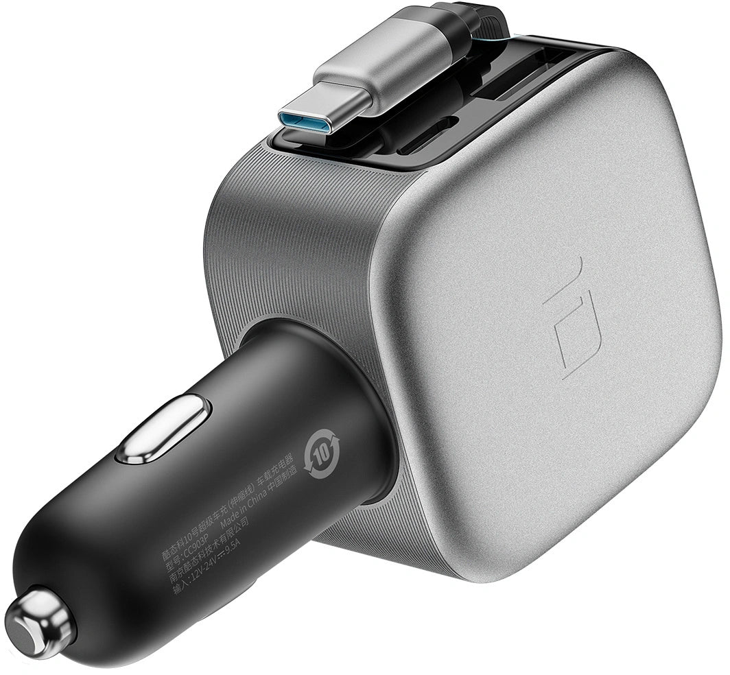 Auto punjač sa USB-C kablom Cuktech CC903P Display, 100W, 5A, 1 x USB-A - 1 x USB-C, Siva
