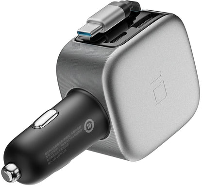 Auto punjač sa USB-C kablom Cuktech CC903P Display, 100W, 5A, 1 x USB-A - 1 x USB-C, Siva