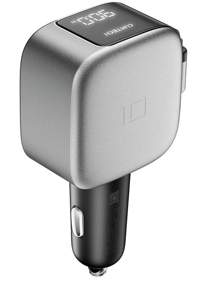 Auto punjač sa USB-C kablom Cuktech CC903P Display, 100W, 5A, 1 x USB-A - 1 x USB-C, Siva
