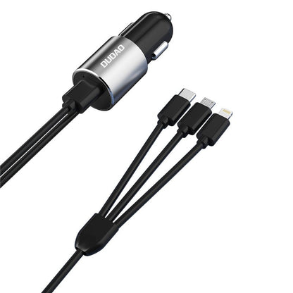 Auto punjač sa kablom Lightning / microUSB / USB-C Dudao R5ProN, 17W, 3.4A, 1 x USB-A, Crna