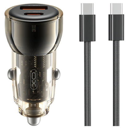 Auto punjač sa USB-C kablom XO Design CC60, 60W, 3A, 1 x USB-A - 1 x USB-C, Crni