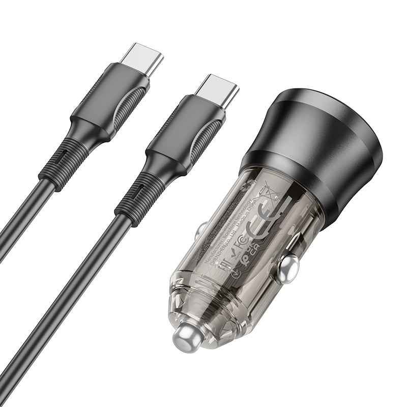 Auto punjač s USB-C kabelom Borofone BZ24 Clever, 20W, 3A, 1 x USB-C, crni