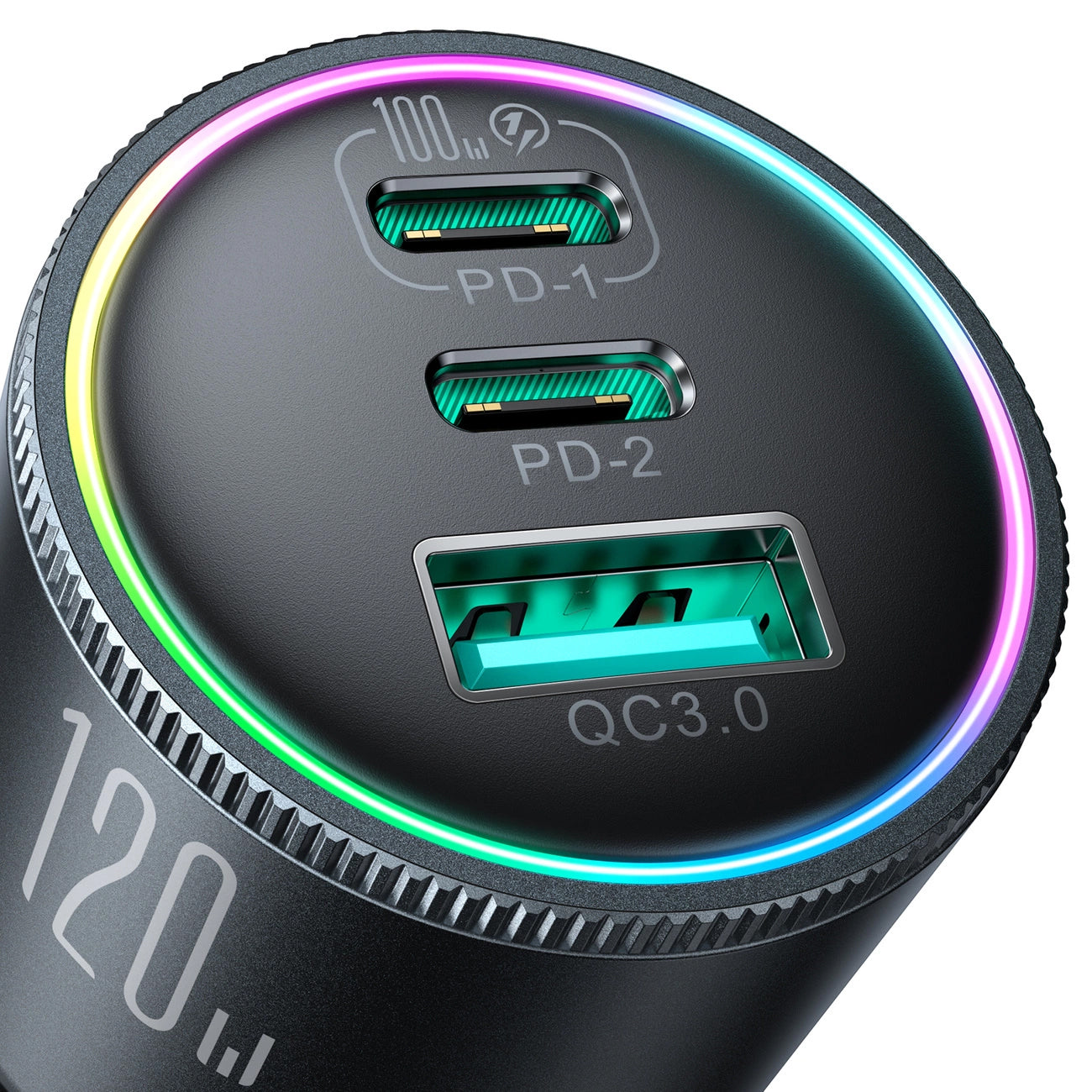 Car Charger with USB-C Cable Joyroom JR-CCN07, 120W, 5A, 1 x USB-A - 2 x USB-C, Black 