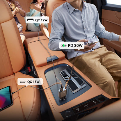 Auto punjač sa USB-C kablom Joyroom JR-CCL07, 30W, 3A, 1 x USB-A - 1 x USB-C, Sivi