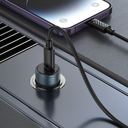 Auto punjač sa Lightning kablom HOCO Z57, 30W, 3A, 1 x USB-C, Sivi