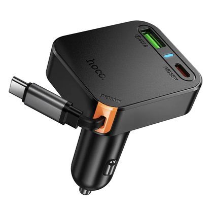 Auto punjač sa USB-C kablom HOCO NZ18, 65W, 3A, 1 x USB-A - 1 x USB-C, Crni