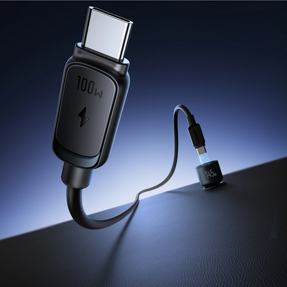 Auto punjač sa USB-C kablom Joyroom JR-CCN07, 145W, 5A, 1 x USB-A - 2 x USB-C, Sivi