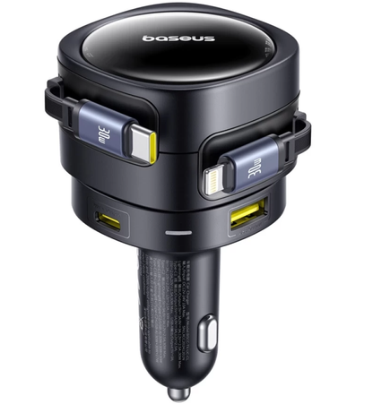 Auto punjač sa USB-C / Lightning kablom Baseus Enjoyment Max, 90 W, 1 x USB-A - 1 x USB-C, crni C00035507121-02