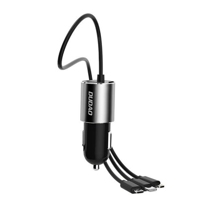 Auto punjač sa kablom Lightning / microUSB / USB-C Dudao R5ProN, 17W, 3.4A, 1 x USB-A, Crna
