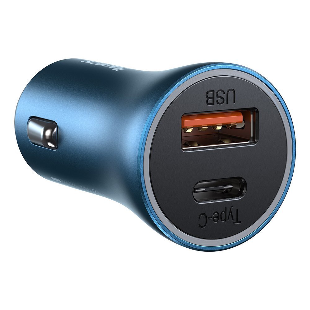 Auto punjač s Lightning kabelom Baseus Golden Contactor, 40W, 3A, 1 x USB-A - 1 x USB-C, tamnoplavi TZCCJD-03