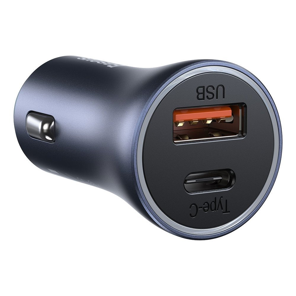 Auto punjač s Lightning kabelom Baseus Golden Contactor, 40W, 3A, 1 x USB-A - 1 x USB-C, Sivi TZCCJD-B0G