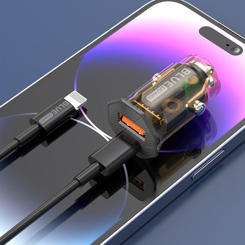 Auto punjač sa USB-C kablom BLUE Power BCC50, 33W, 3A, 1 x USB-A - 1 x USB-C, Crni