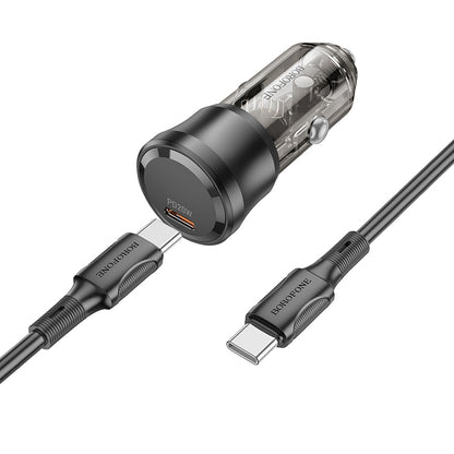Auto punjač s USB-C kabelom Borofone BZ24 Clever, 20W, 3A, 1 x USB-C, crni