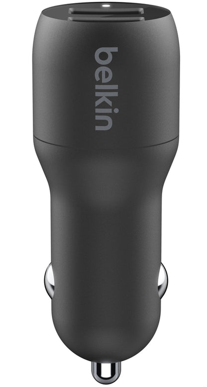 Auto punjač sa USB-C kablom Belkin BoostCharge Dual, 24W, 2.4A, 2 x USB-A, Crni CCE001bt1MBK