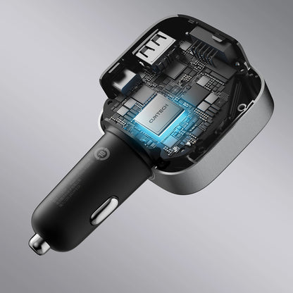 Auto punjač sa USB-C kablom Cuktech CC903P Display, 100W, 5A, 1 x USB-A - 1 x USB-C, Siva