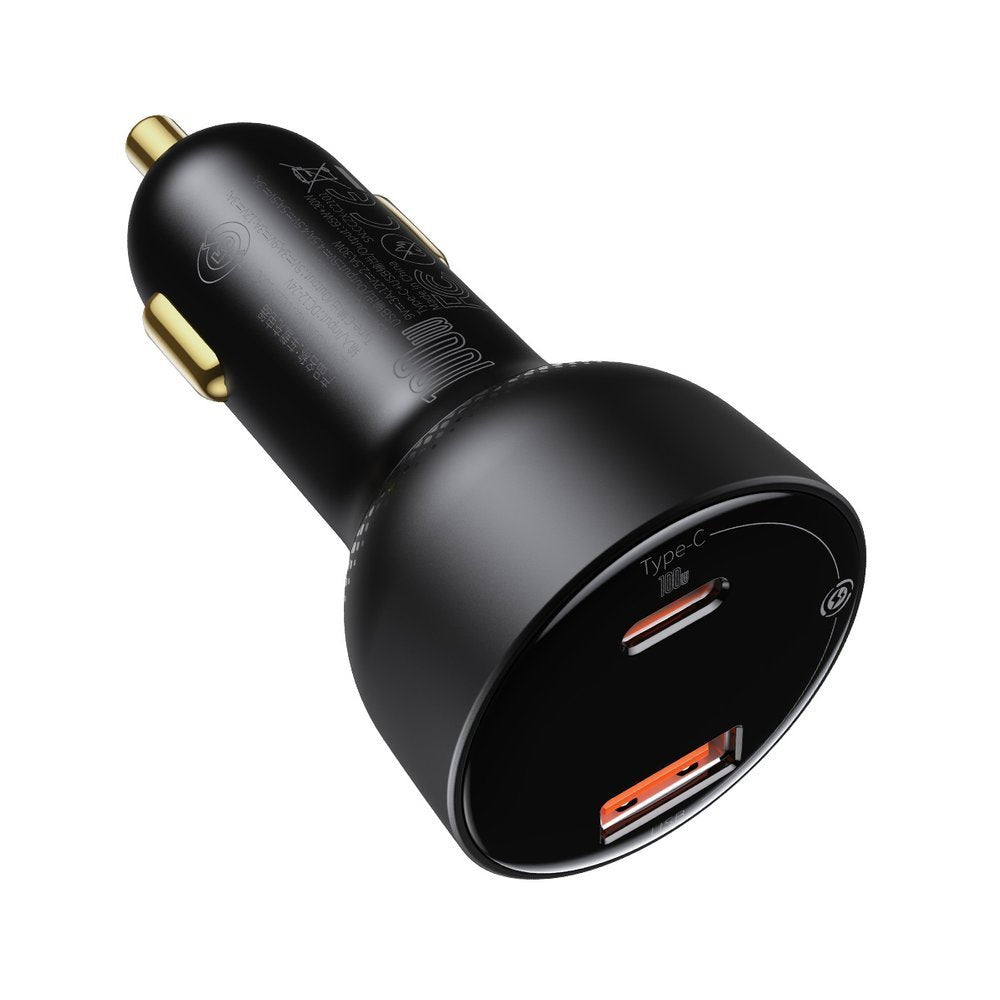 Auto punjač sa USB-C kablom Baseus Superme, 100W, 5A, 1 x USB-A - 1 x USB-C, Crni TZCCZX-01