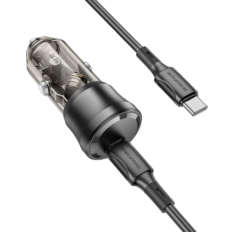 Auto punjač s USB-C kabelom Borofone BZ24 Clever, 20W, 3A, 1 x USB-C, crni