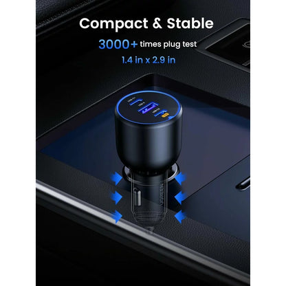 Auto punjač sa USB-C kablom UGREEN CD293, 130W, 5A, 1 x USB-A - 2 x USB-C, Crni