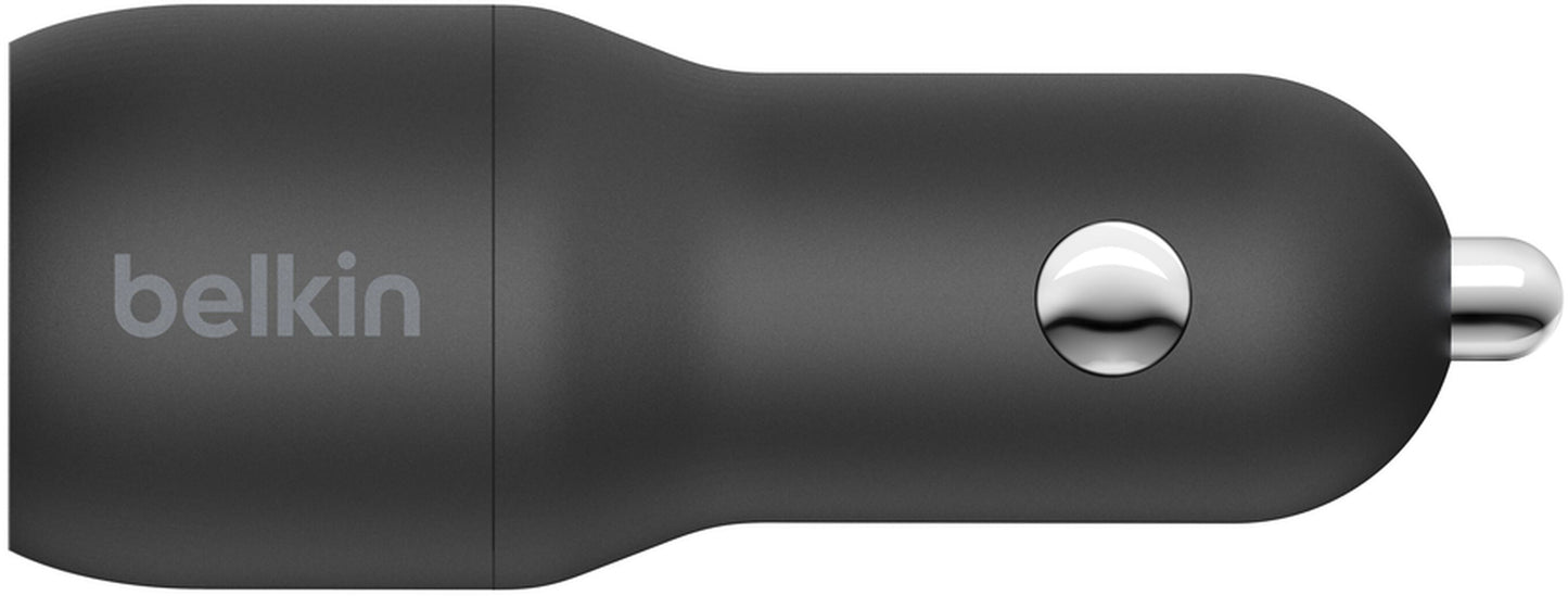 Auto punjač sa USB-C kablom Belkin BoostCharge Dual, 24W, 2.4A, 2 x USB-A, Crni CCE001bt1MBK