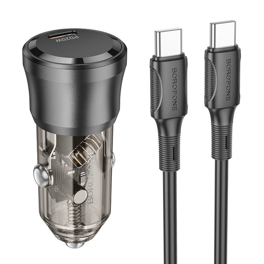 Auto punjač s USB-C kabelom Borofone BZ24 Clever, 20W, 3A, 1 x USB-C, crni