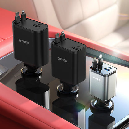 Auto punjač sa USB-C / Lightning kablom Joyroom JR-CCL05, 30W, 3A, 1 x USB-A - 1 x USB-C, Sivi
