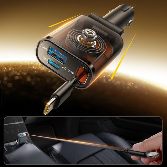 Auto punjač sa USB-C kablom Joyroom JR-CCL07, 30W, 3A, 1 x USB-A - 1 x USB-C, Sivi
