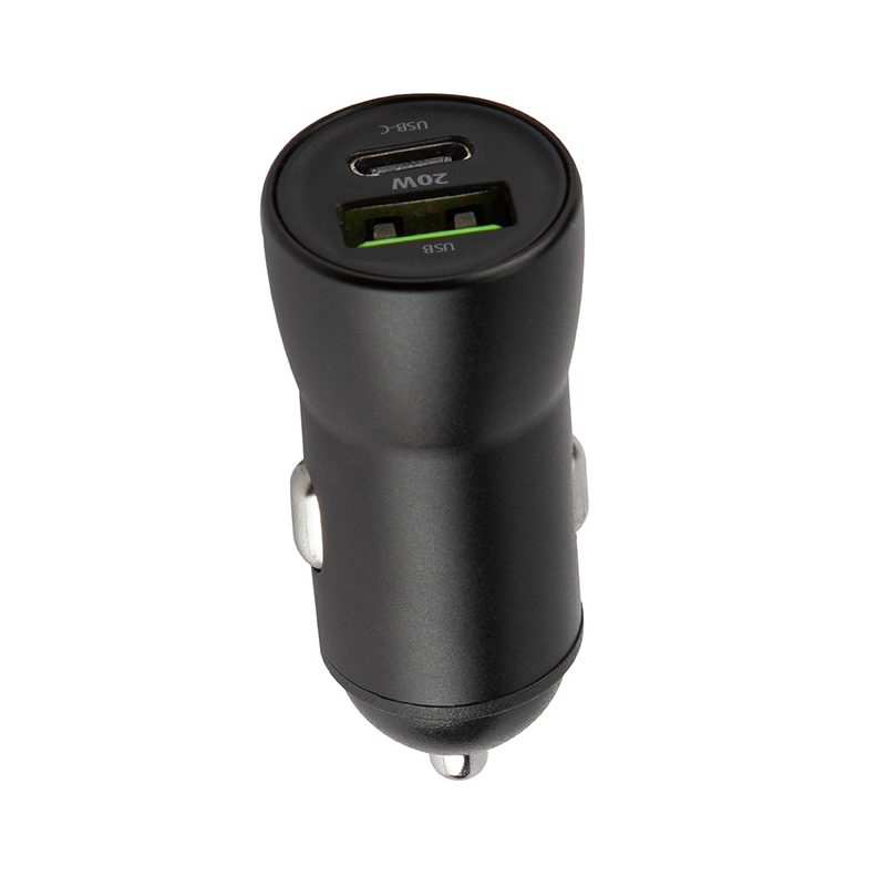 Auto punjač sa Lightning kablom MaXlife MXCC-04, 20W, 3A, 1 x USB-A - 1 x USB-C, Crni