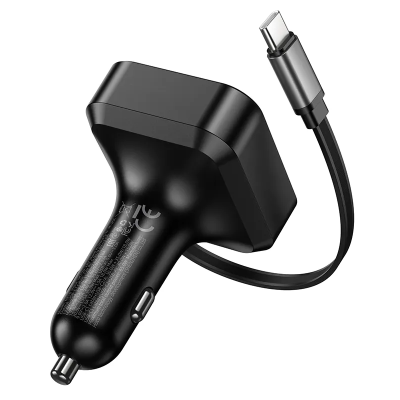 Auto punjač sa USB-C kablom HOCO NZ18, 65W, 3A, 1 x USB-A - 1 x USB-C, Crni