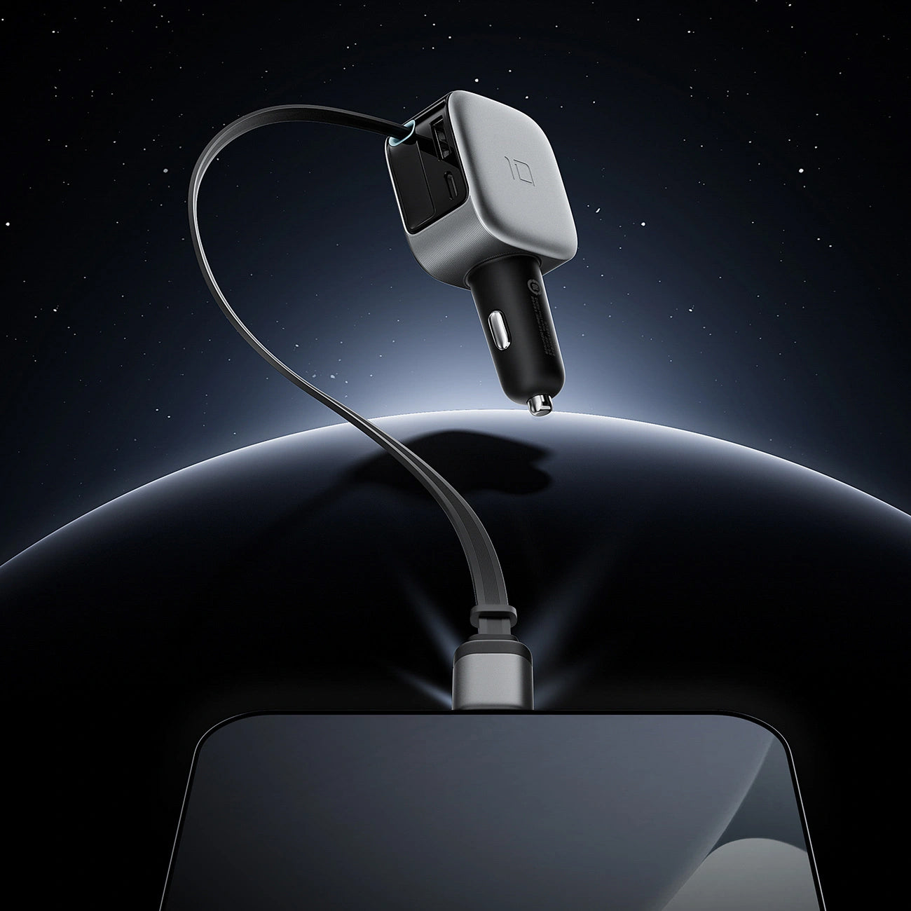 Auto punjač sa USB-C kablom Cuktech CC903P Display, 100W, 5A, 1 x USB-A - 1 x USB-C, Siva