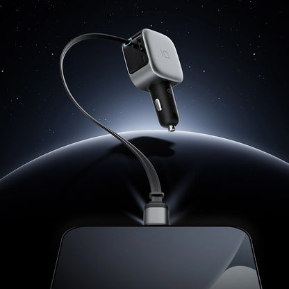 Auto punjač sa USB-C kablom Cuktech CC903P Display, 100W, 5A, 1 x USB-A - 1 x USB-C, Siva