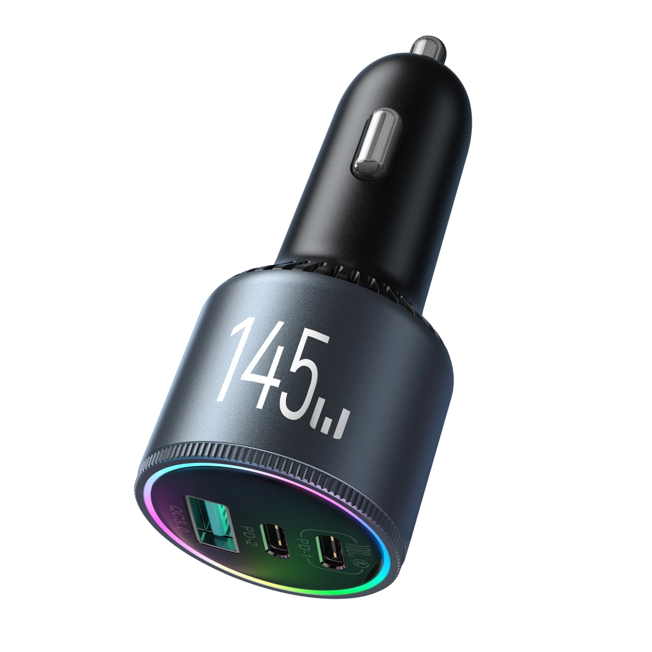 Auto punjač sa USB-C kablom Joyroom JR-CCN07, 145W, 5A, 1 x USB-A - 2 x USB-C, Sivi