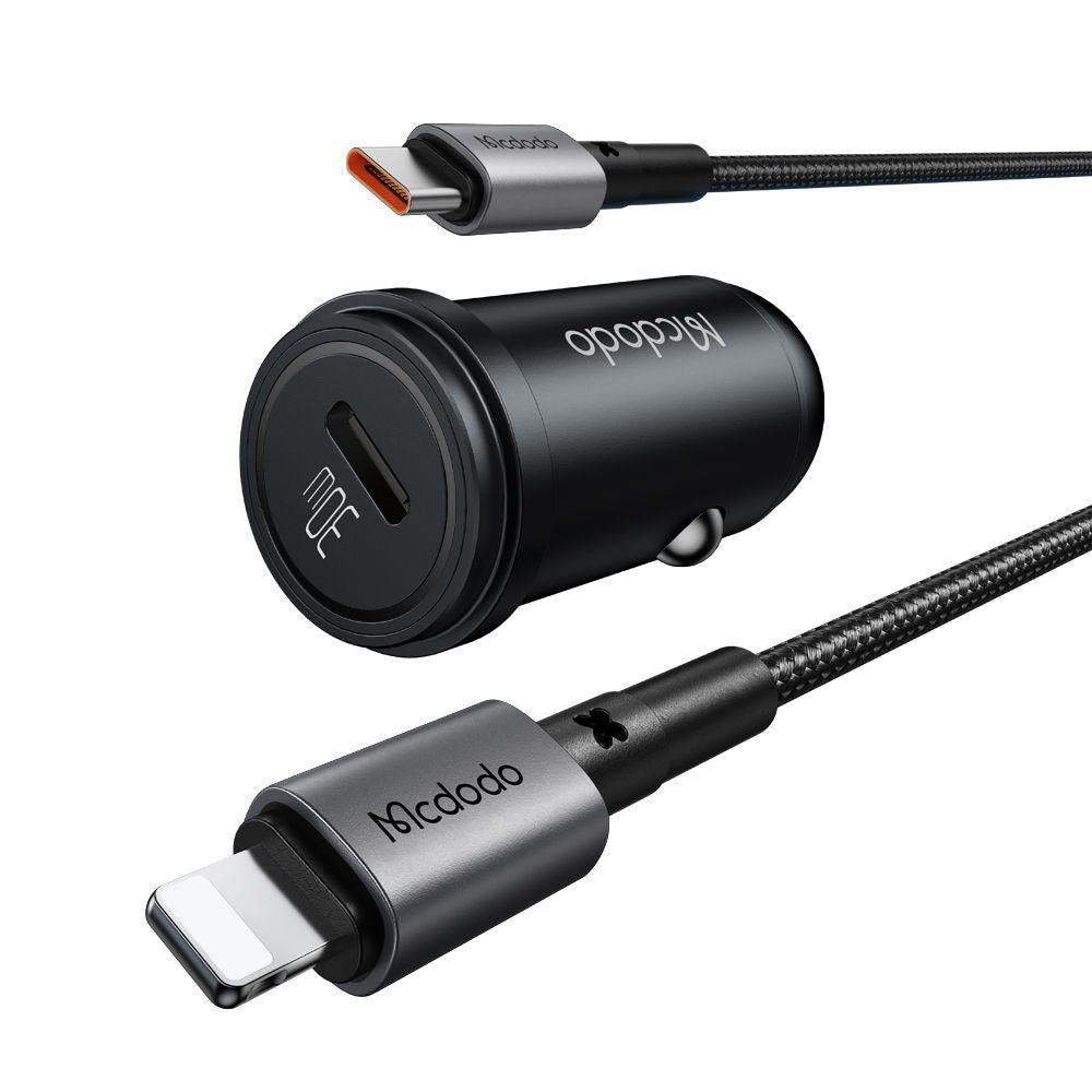 Auto punjač sa Lightning kablom McDodo CC-7492 Obsidian, 30W, 3A, 1 x USB-C, Crni