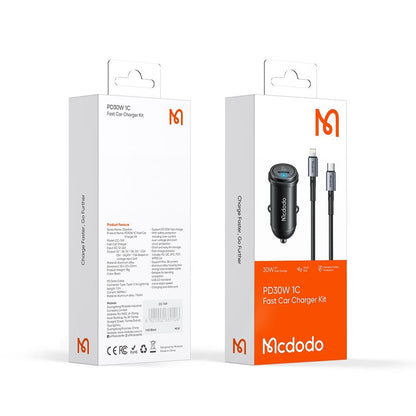 Auto punjač sa Lightning kablom McDodo CC-7492 Obsidian, 30W, 3A, 1 x USB-C, Crni