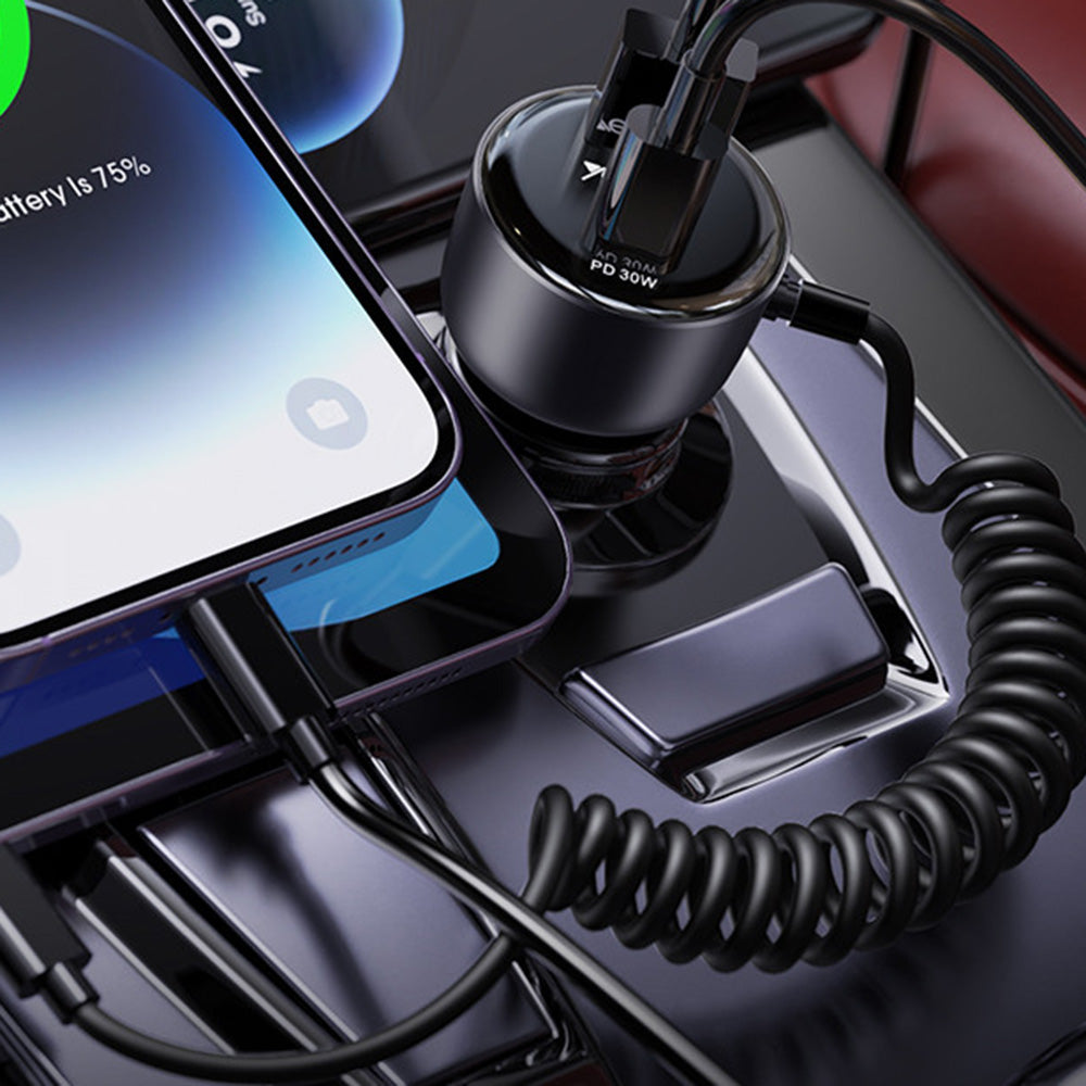 Auto punjač sa Lightning kablom Yesido Y57, 50W, 3A, 1 x USB-A - 1 x USB-C, Crni