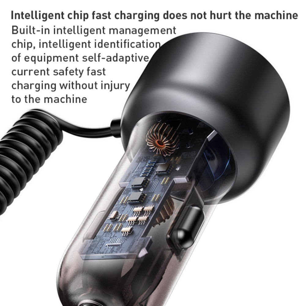 Auto punjač sa USB-C / Lightning kablom Yesido Y58 Display, 60W, 3A, 1 x USB-A - 1 x USB-C, Sivi