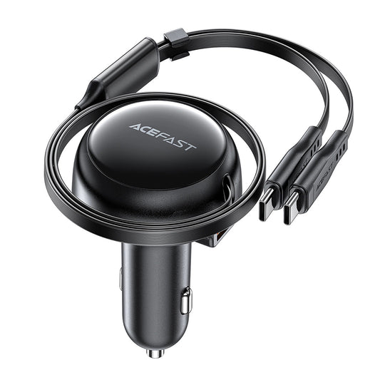 Auto punjač sa USB-C kablom Acefast B13, 53W, 3A, 1 x USB-A, Crni