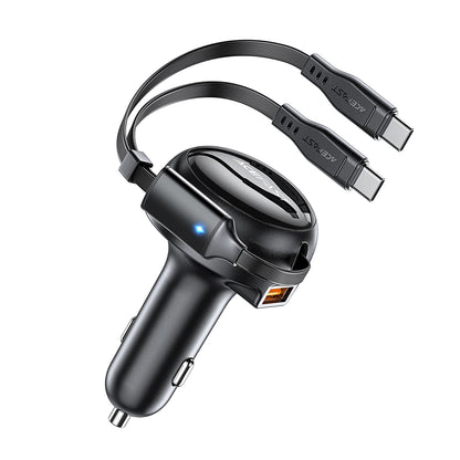 Auto punjač sa USB-C kablom Acefast B13, 53W, 3A, 1 x USB-A, Crni