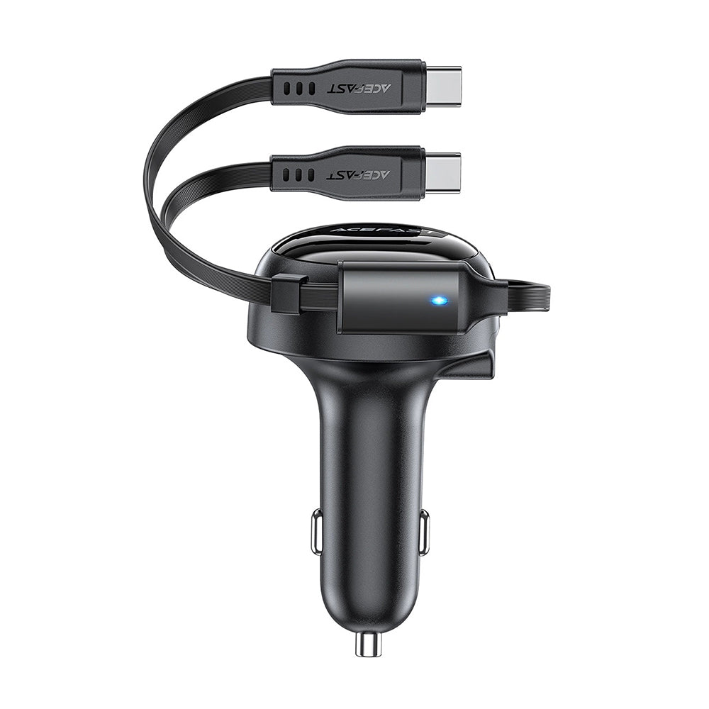 Auto punjač sa USB-C kablom Acefast B13, 53W, 3A, 1 x USB-A, Crni