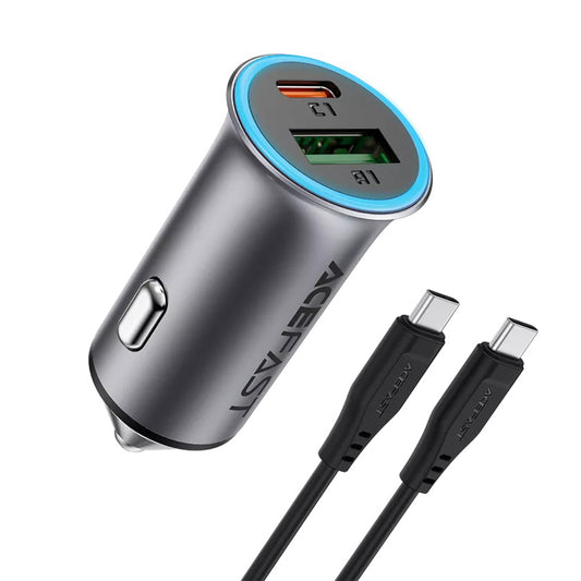Auto punjač sa USB-C kablom Acefast B16, 95W, 3.25A, 1 x USB-A - 1 x USB-C, Sivi