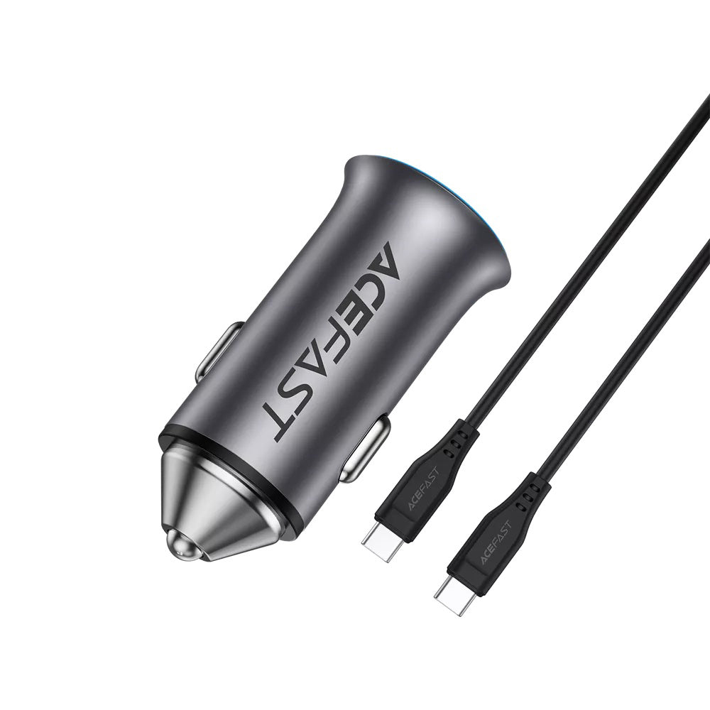 Auto punjač sa USB-C kablom Acefast B16, 95W, 3.25A, 1 x USB-A - 1 x USB-C, Sivi