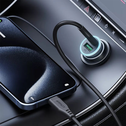 Auto punjač sa USB-C kablom Acefast B16, 95W, 3.25A, 1 x USB-A - 1 x USB-C, Sivi