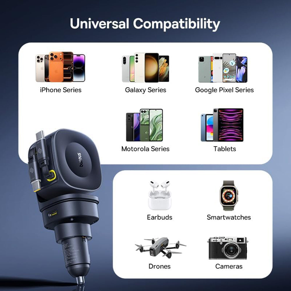 Auto punjač sa USB-C kablom Baseus PrimeTrip VR2 Max, 163W, 3A, 1 x USB-A - 1 x USB-C, Crni P10162701313-00