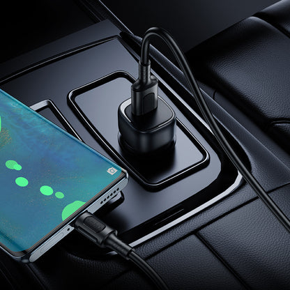 Auto punjač sa USB-C kablom Borofone BZ34 Cloud, 18W, 3A, 1 x USB-A, Beli