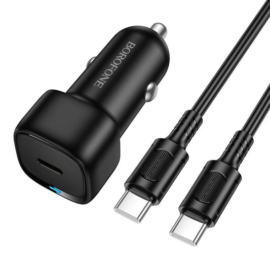 Auto punjač sa USB-C kablom Borofone BZ34A Cloud, 20W, 3A, 1 x USB-C, Crni