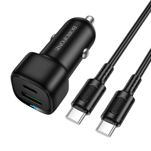 Auto punjač sa USB-C kablom Borofone BZ34B Cloud, 20W, 3A, 1 x USB-A - 1 x USB-C, Crni